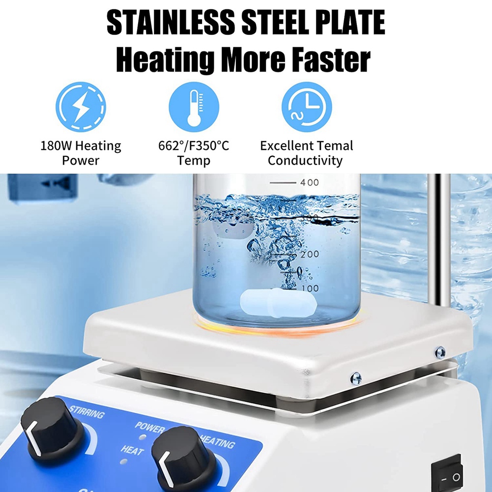 Lab Magnetic Stirrer Hot Plate - 新入荷-ラボ用マグネティックスターラープレート ホットスターラーミキサー 化学機器用 容量1000ml 回転速度100-2000 RPM
