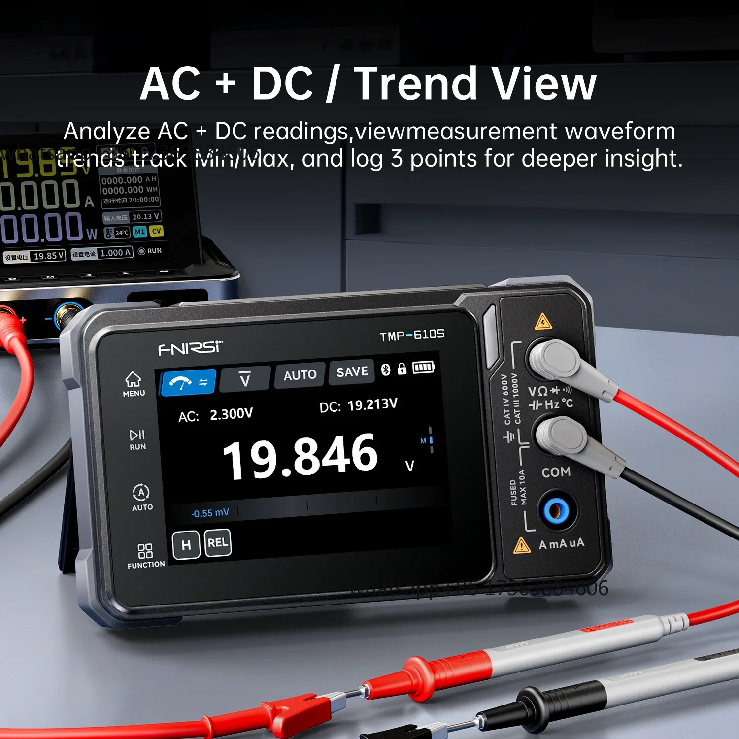 Fnirsi Digital Oscilloscope Handheld - FNIRSI TMP-610S デジタルマルチメーター 60000カウント 真のRMS 自動レンジ切替式