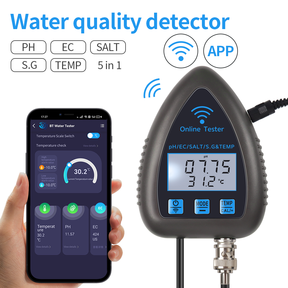 Tuya-WiFi水質計,5 in 1,オンラインテスター, - Ph Meter Digital Water Tester のレビューと価格