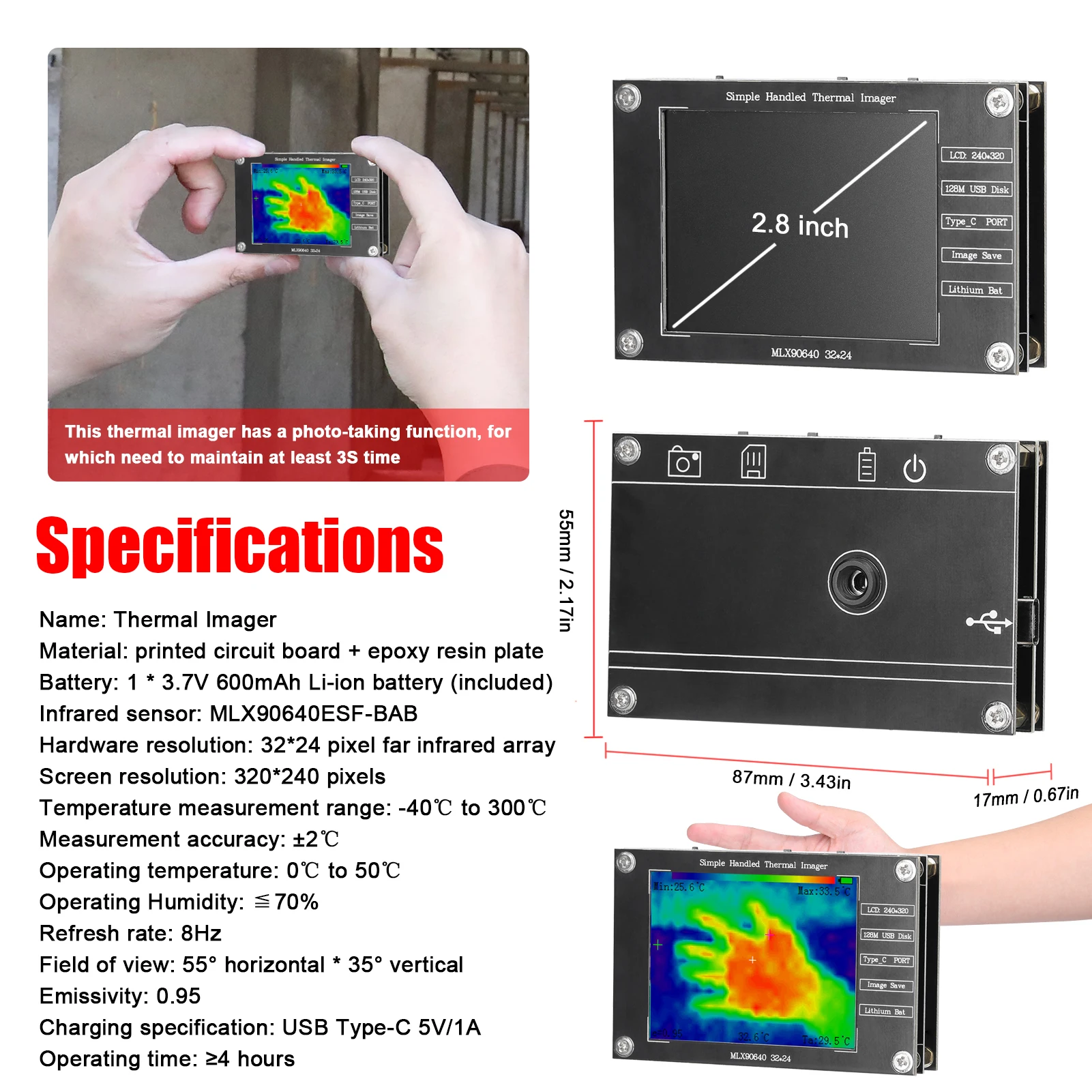 32*24 サーマルイメージャー -40 ℃   300まで - Thermal Imaging Camera Pcb Repair のレビューと価格