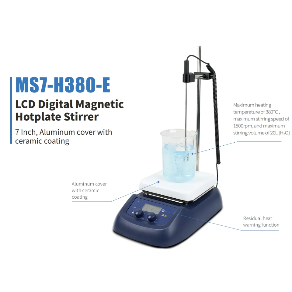 MS7-H380-E ラボ用ホットプレート磁気攪拌機、PT1 - Lab Magnetic Stirrer Hot Plate のレビューと価格