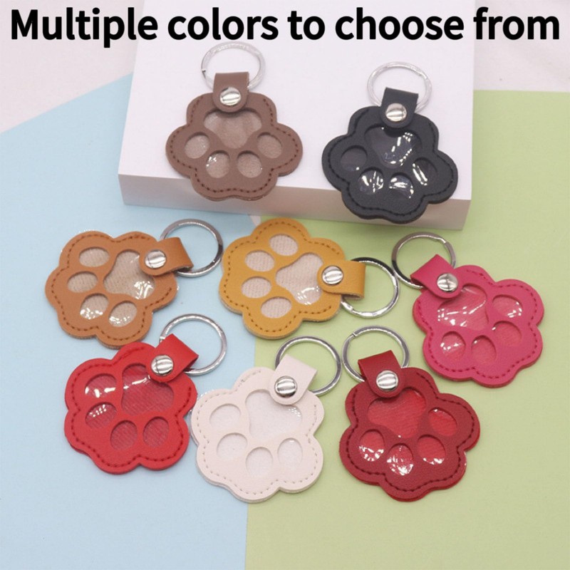 革製ペットの毛収納バッグ、猫の足跡キーホルダー、DIY手作り - Packaging のレビューと価格