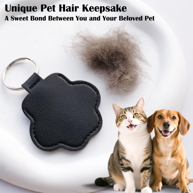 革製ペットの毛収納バッグ、猫の足跡キーホルダー、DIY手作り - Packaging のレビューと価格
