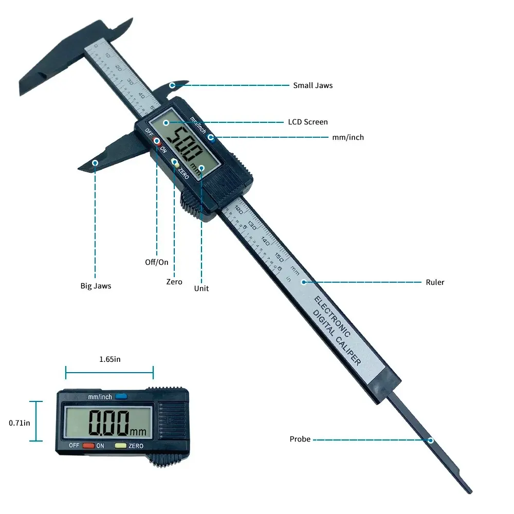 カーボンファイバーデジタルキャリパー 150mm 100mm - Digital Caliper 150Mm Stainless Steel のレビューと価格